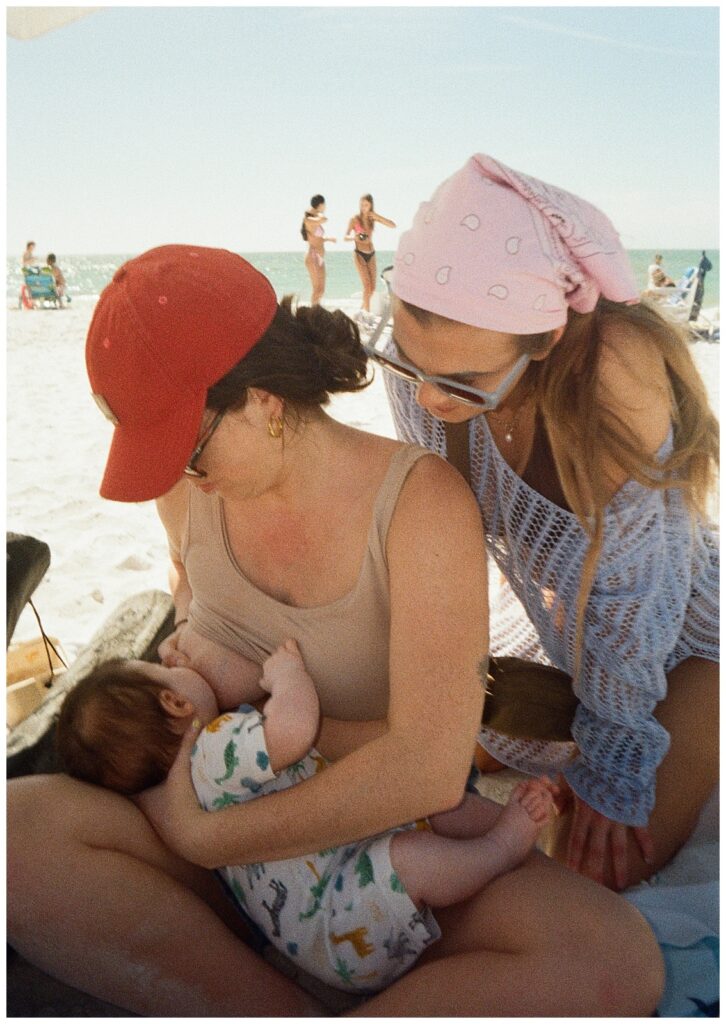 Bridal party enjoying a beach day in St. Pete during the wedding weekend celebration