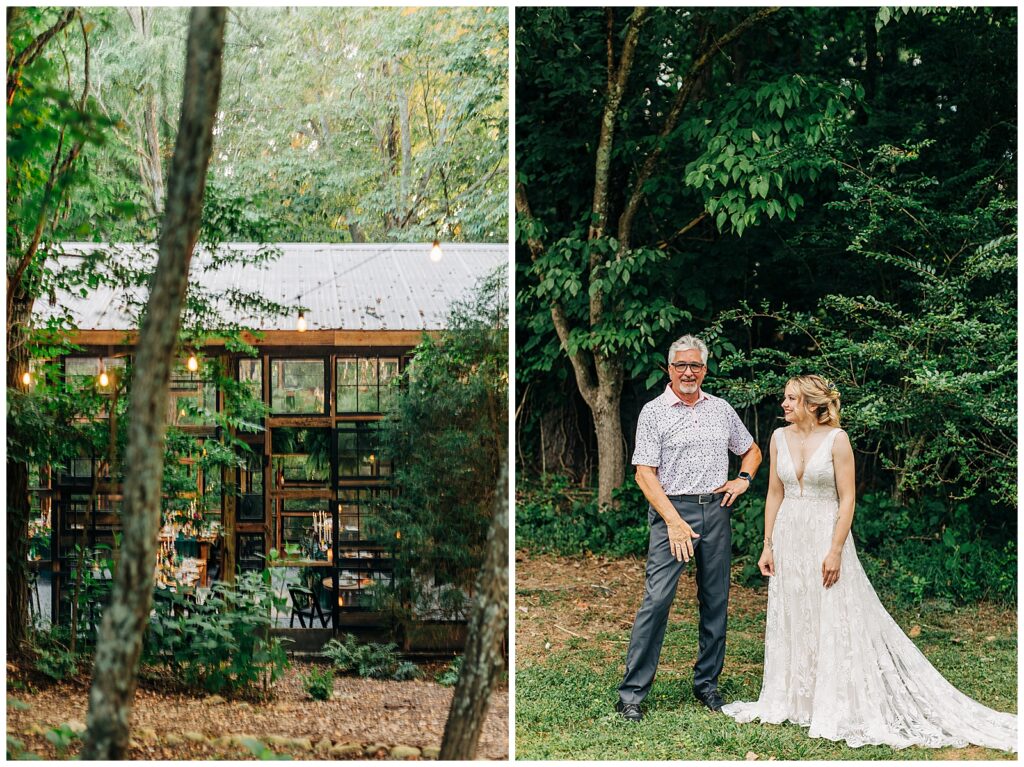 Intimate outdoor dining setup at Wildflower Farm wedding reception space